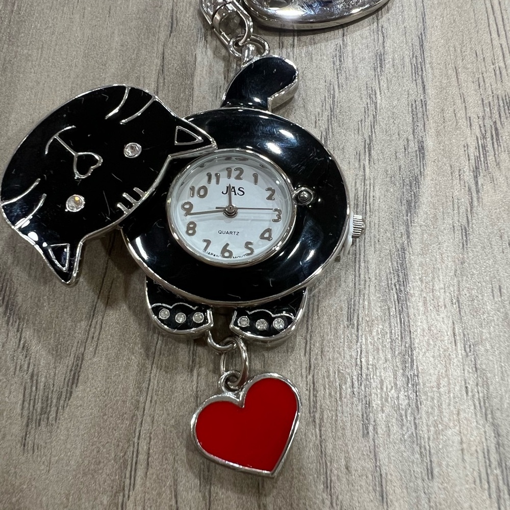 JAS Black Cat Watch Keychain